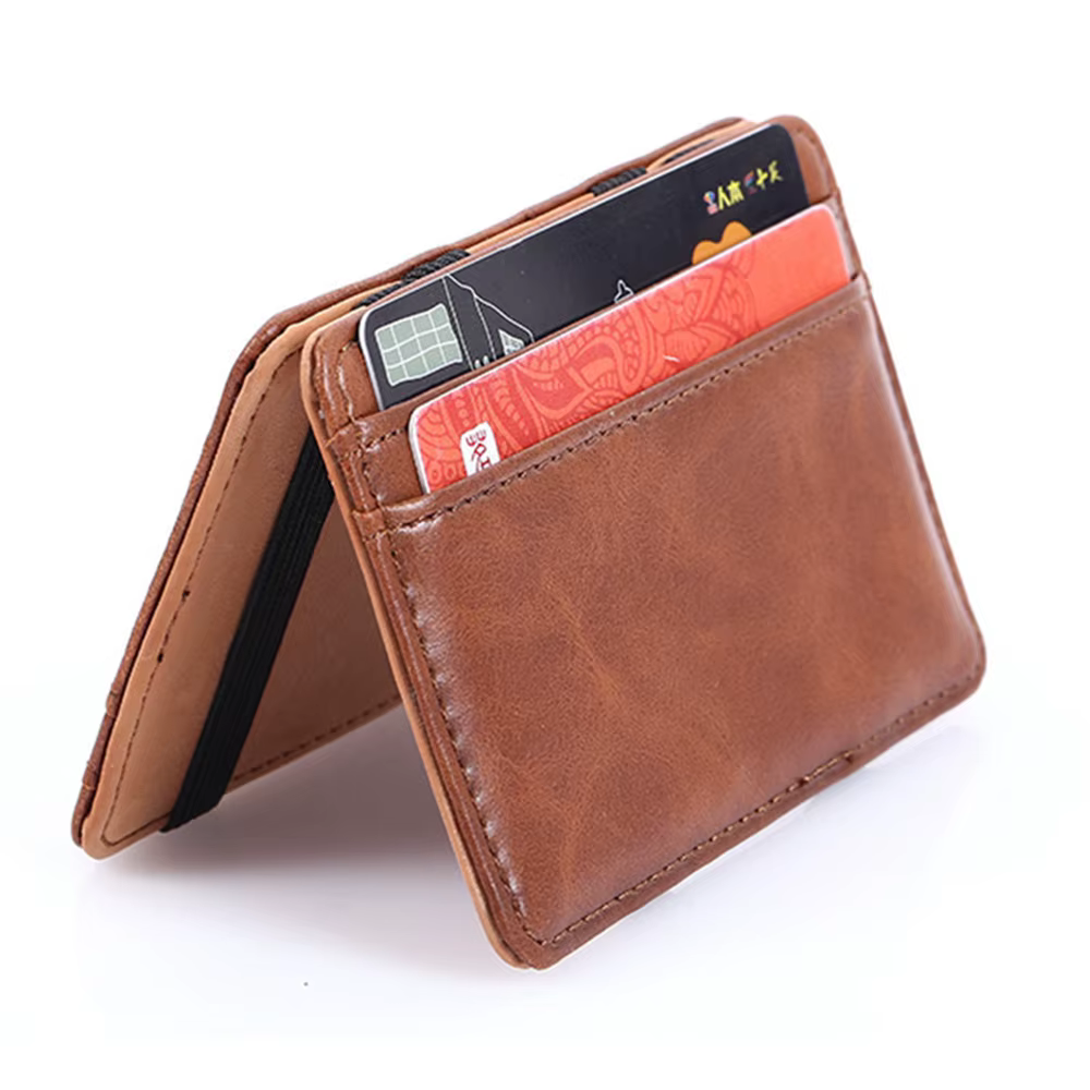 Portefeuille Magique Homme en PU – Porte-cartes Créatif Tendance – Étui de Crédit Designer Noir avec Emplacement pour
