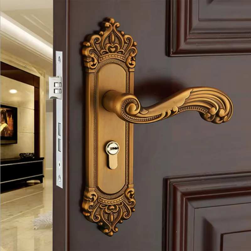Poignée de porte à tige avec trois clés, utilisée pour les loquets de porte intérieure vintage dans les bureaux ou les poignées de porte avant