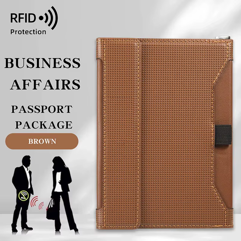 Protection Rfid porte-passeport portefeuille de voyage pour hommes en cuir Multi fonction