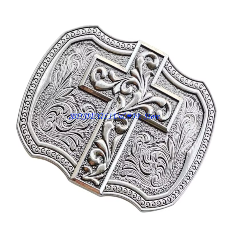 Boucle ceinture avec symbole croix intemporelle E21F, fabriquée en alliages rétro pour une garde-robe moderne