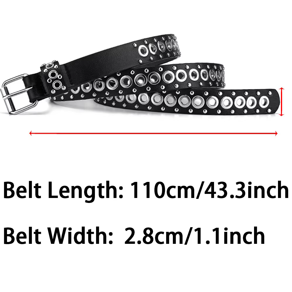 Ceinture pour femmes, ceinture fine à rivets à la mode, ceinture à boucle personnalisée, tendance streetwear, style punk hip-hop, ceinture Y2K avec jean
