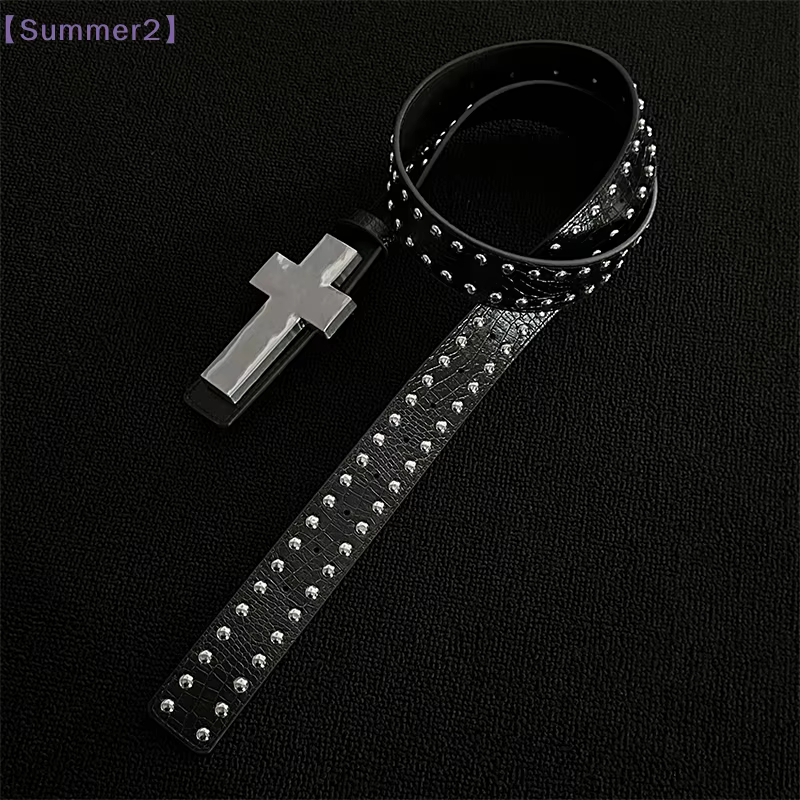 【Xia2】Ceinture Punk à Clous Croisés pour Hommes et Femmes
