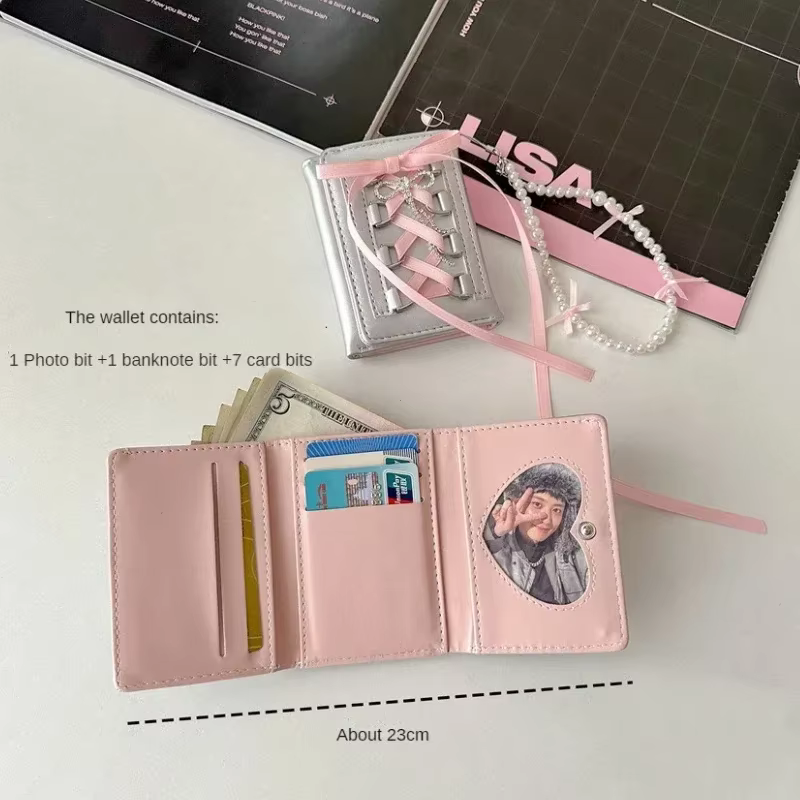 Argent doux portefeuilles pour femmes Y2k à sangle concepteur Original mode court porte-monnaie décontracté nouveau Style coréen mignon portefeuille sac à main