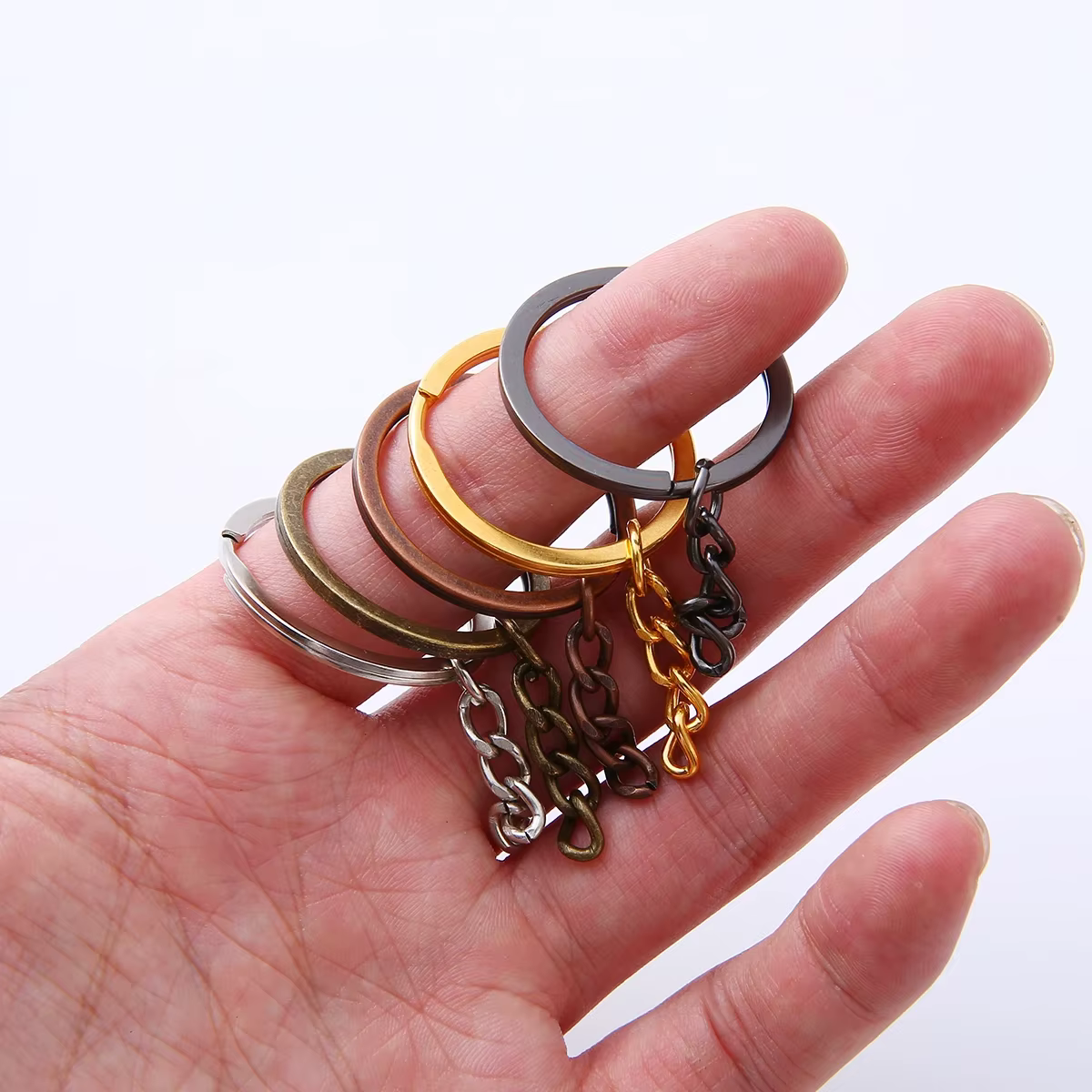 10/20/50/100 pcs/lot porte-clés porte-clés 6 couleurs plaqué 30mm rond fendu porte-clés en gros