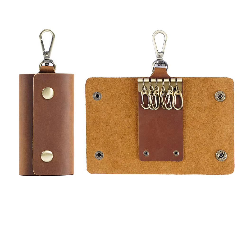 Porte-clés en cuir pour hommes – Organisateur de pochette à clés multifonctionnel avec clip de ceinture suspendu à la taille