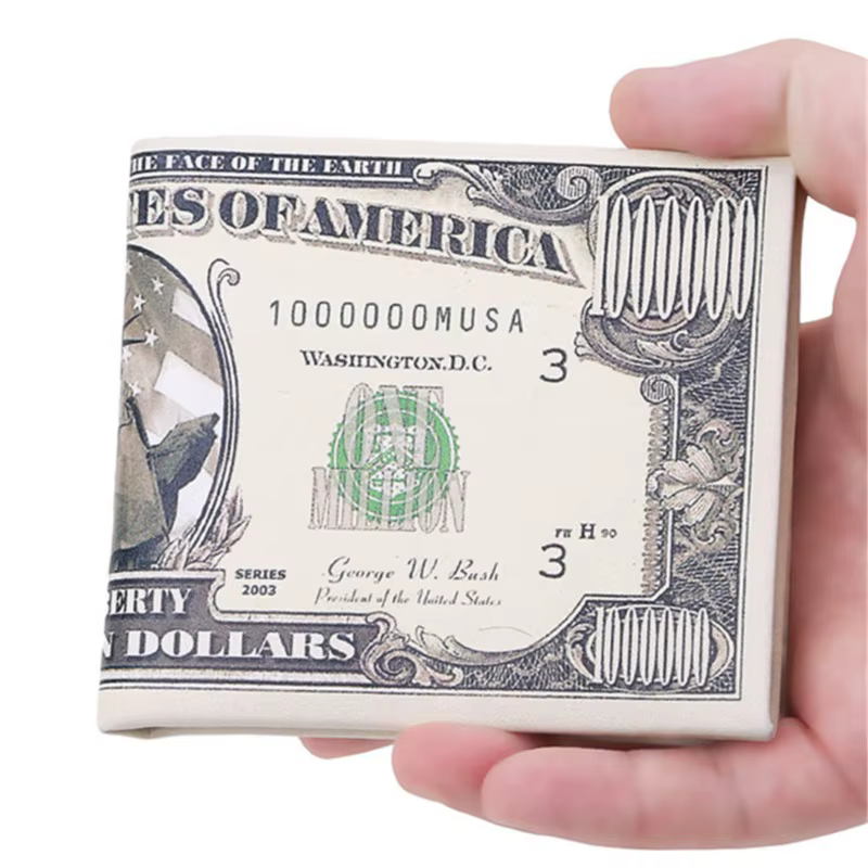 Portefeuilles pour hommes avec motif de Dollar américain portefeuille en cuir PU