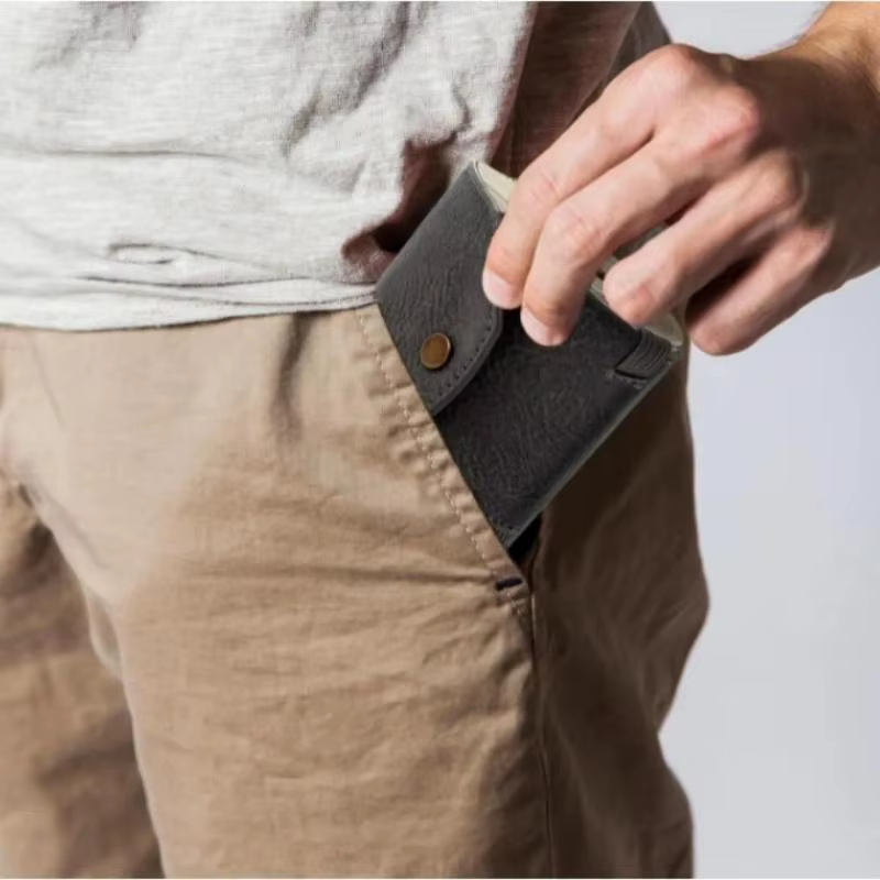 Porte-monnaie à accès rapide — Portefeuille en cuir PU / Porte-billets — Clip organisateur