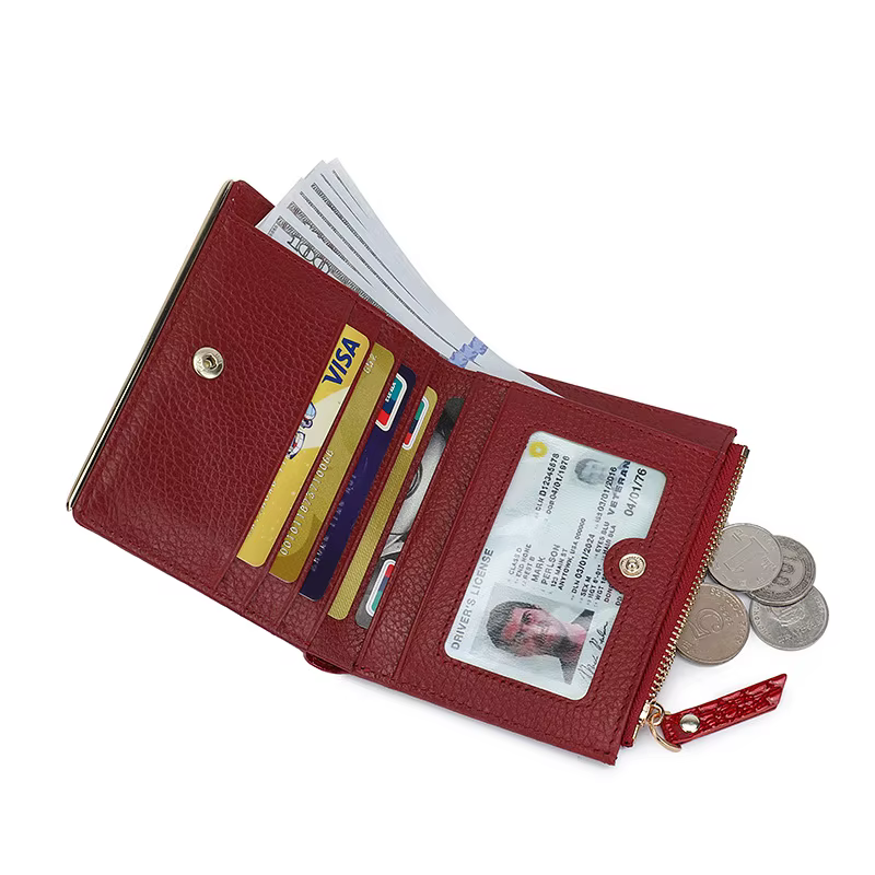 Portefeuille en cuir véritable pour femmes
