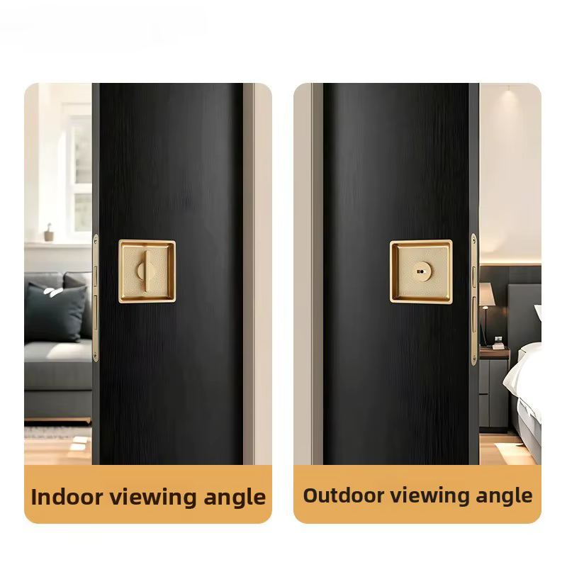 Poche invisible, serrure de porte coulissante de chambre à coucher, serrure de porte mobile, porte en bois de cuisine et de salle de bains, serrure de poignée de porte intégrée