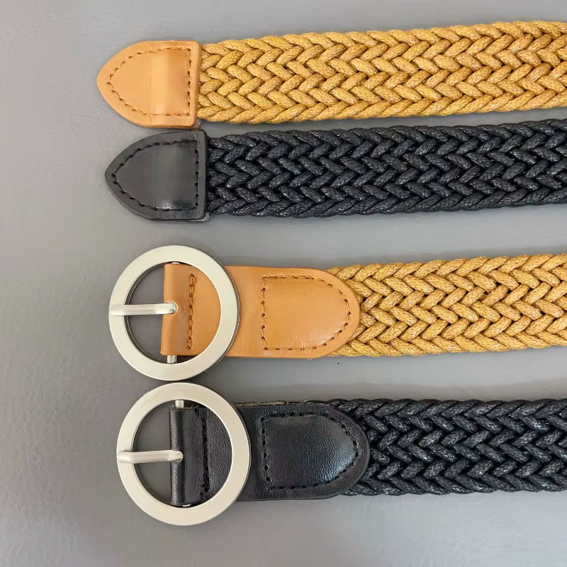 Ceinture coréenne rétro artisanale en cordon ciré pour femme