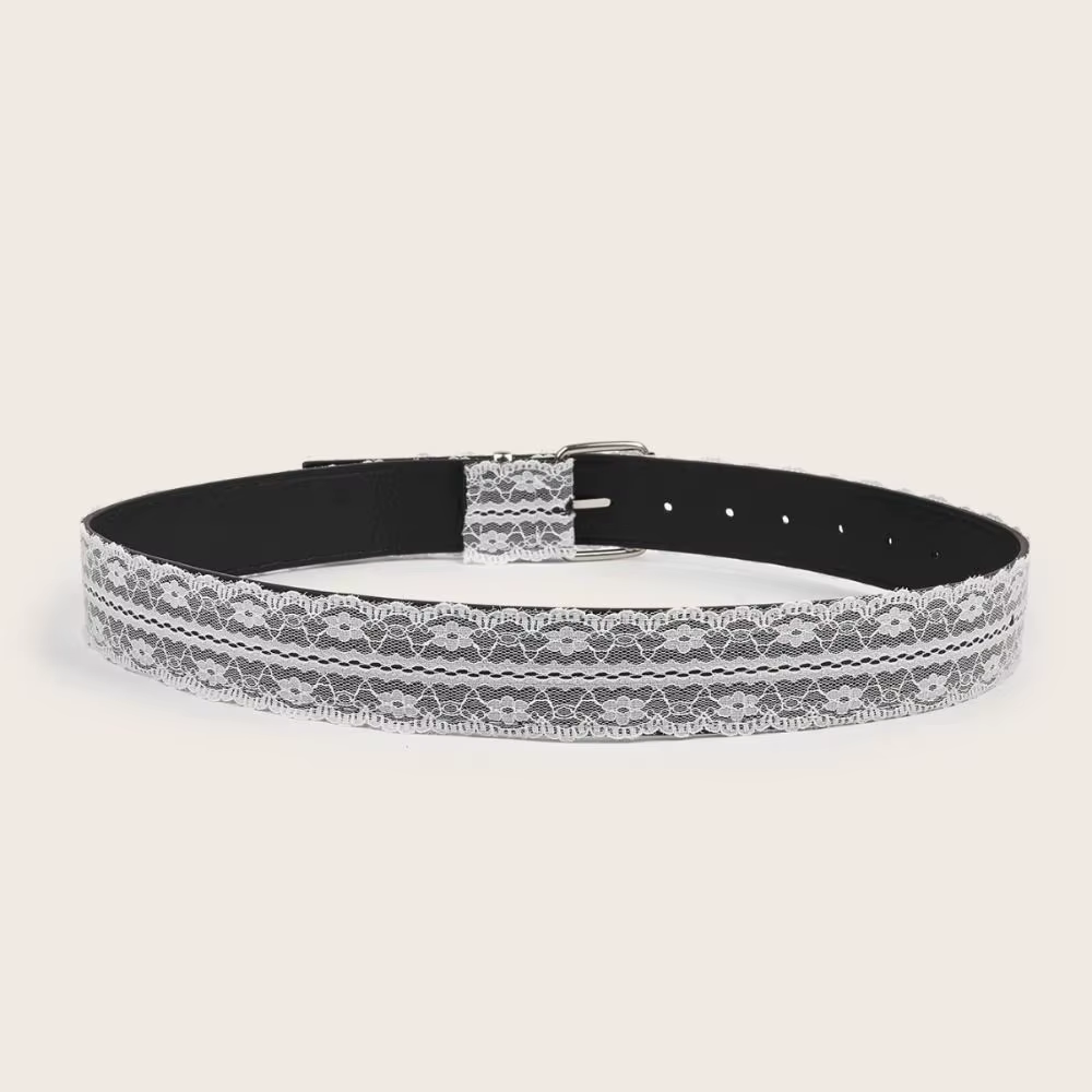 Belle ceinture de taille en dentelle en cuir blanc à fleurs