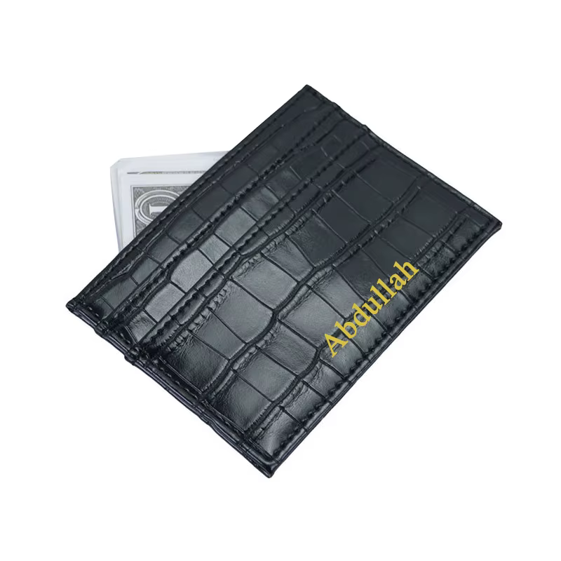 Lettres personnalisées classique hommes Crocodile PU porte-carte femmes PU cuir