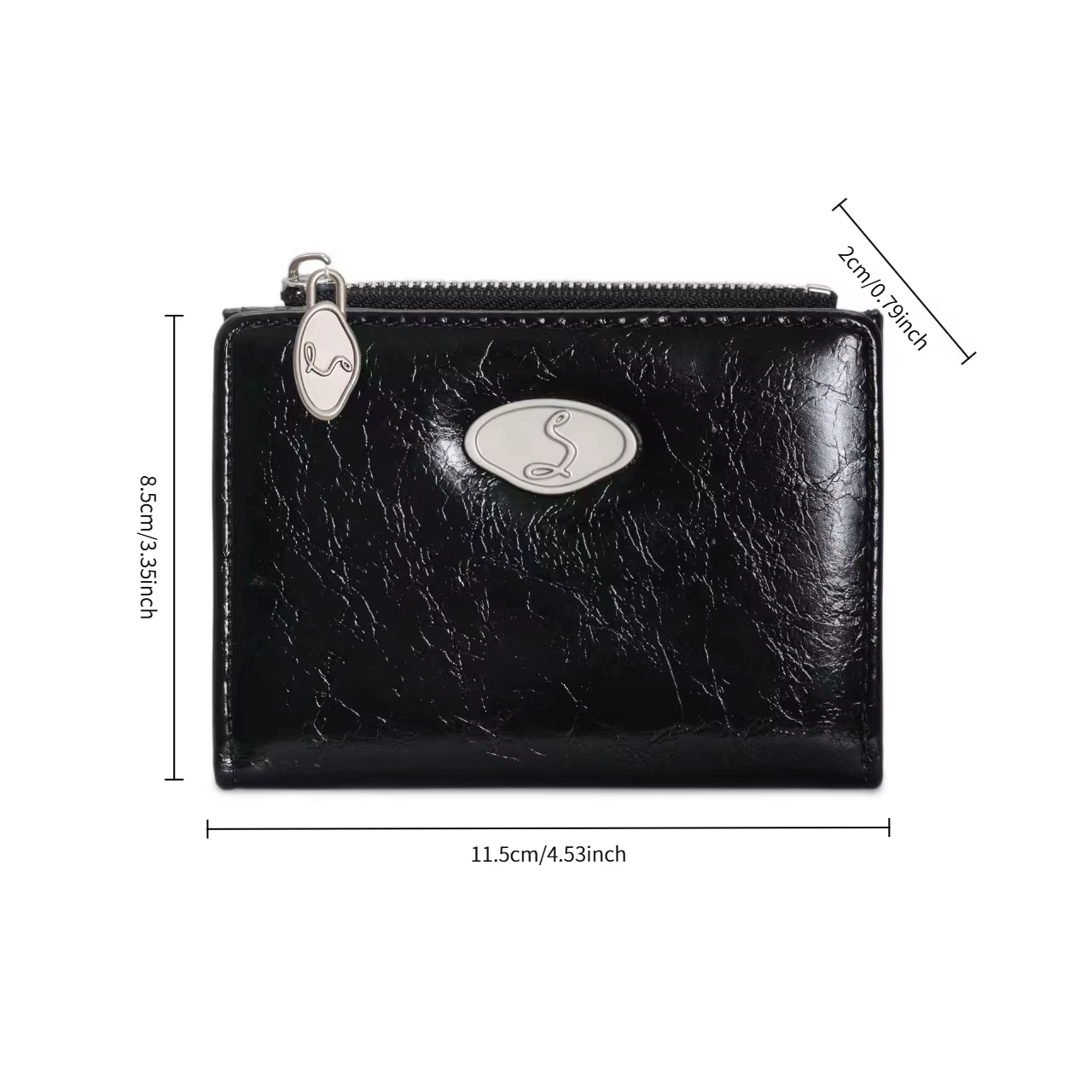Portefeuille court brillant rouge vin pour femme