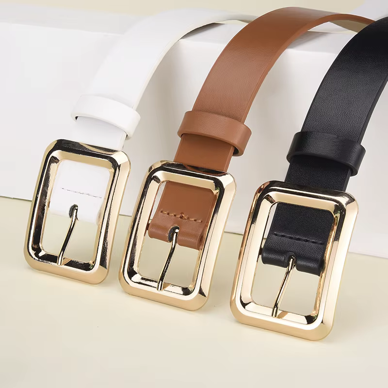 Ceinture à boucle ardillon carrée pour femmes, avec robe, pantalon décontracté, rétro, tendance, cadeaux de fête d'anniversaire pour femmes
