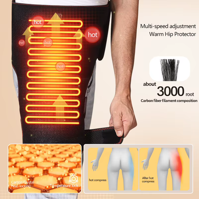 Ceinture de massage chauffante électrique pour les hanches, 3 vitesses de vibration, massage par compresse chaude, soulage la douleur, détente musculaire, récupération sportive