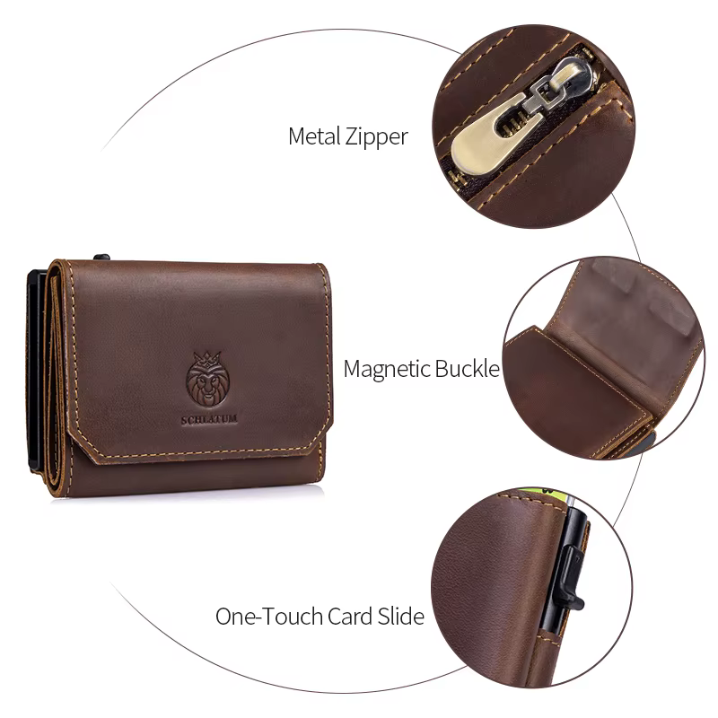 Porte-cartes en métal, portefeuille pop-up pour homme