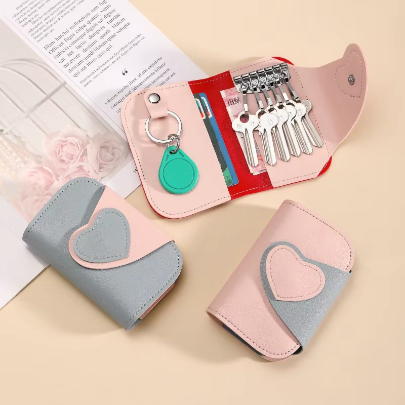 Porte-clés multifonction en cuir PU pour femmes