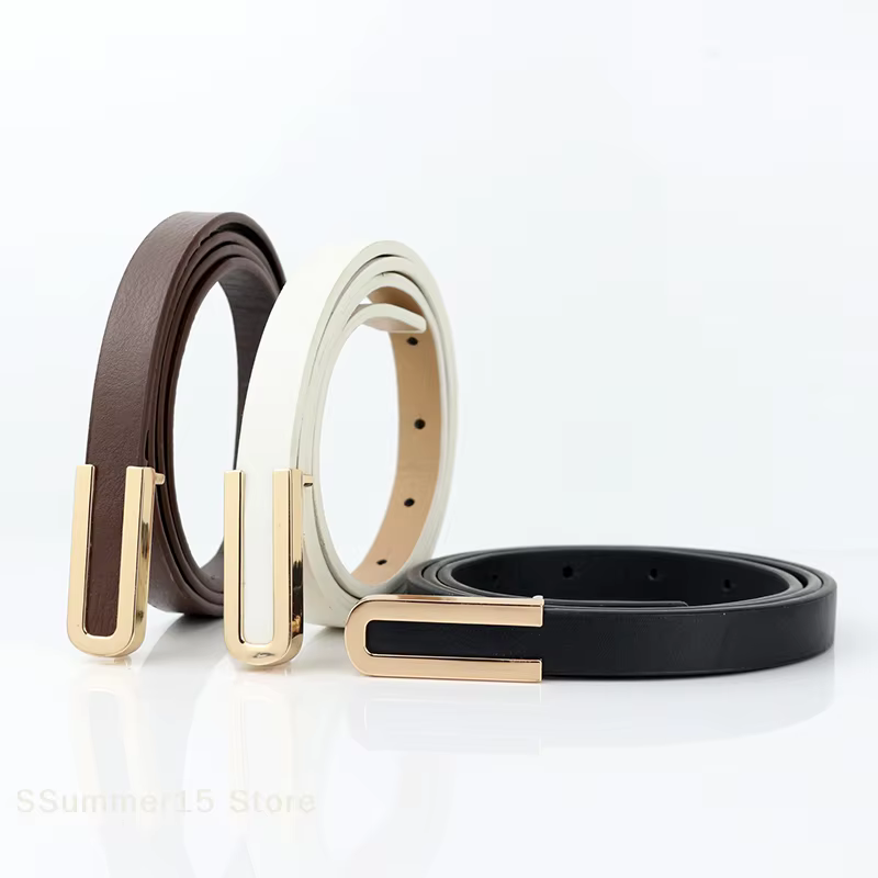 Ceintures pour femmes, ceinture fine en cuir PU avec boucle minimaliste