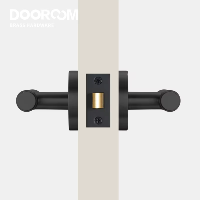 DOOROOM – ensemble de serrures de porte à rayures de Passage de confidentialité en laiton, norme américaine pour 2-1/8 pouces, panneau rond en option, or, noir, Bronze Antique