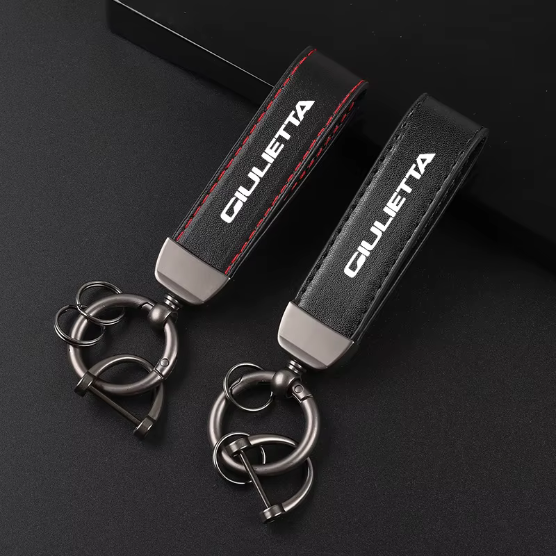Porte-clés en cuir de luxe avec pendentif insigne de voiture pour Alfa Romeo Giulietta