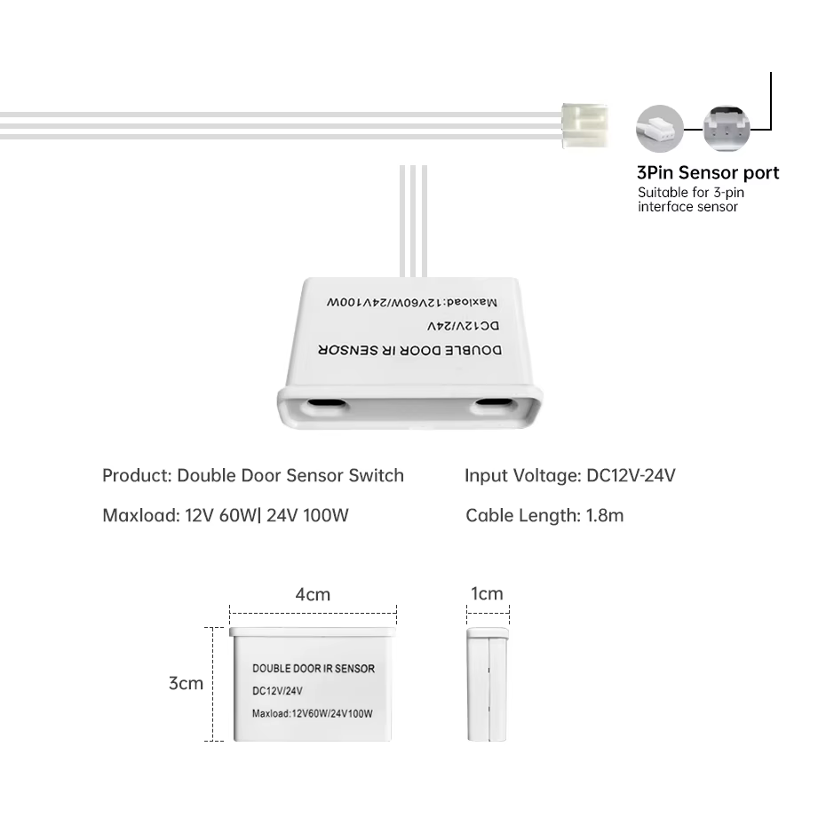 Capteur de porte Dupont DC12V-24V, interrupteur de détection de mouvement double pour armoire, placard, éclairage LED et décoration