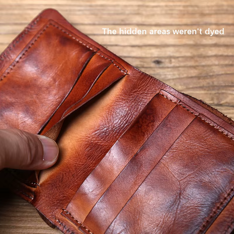 NZPJ-Portefeuille en cuir rétro pour hommes et femmes, porte-monnaie ultra-fin, couche supérieure en cuir de vachette, pince à documents verticale, court, jeune