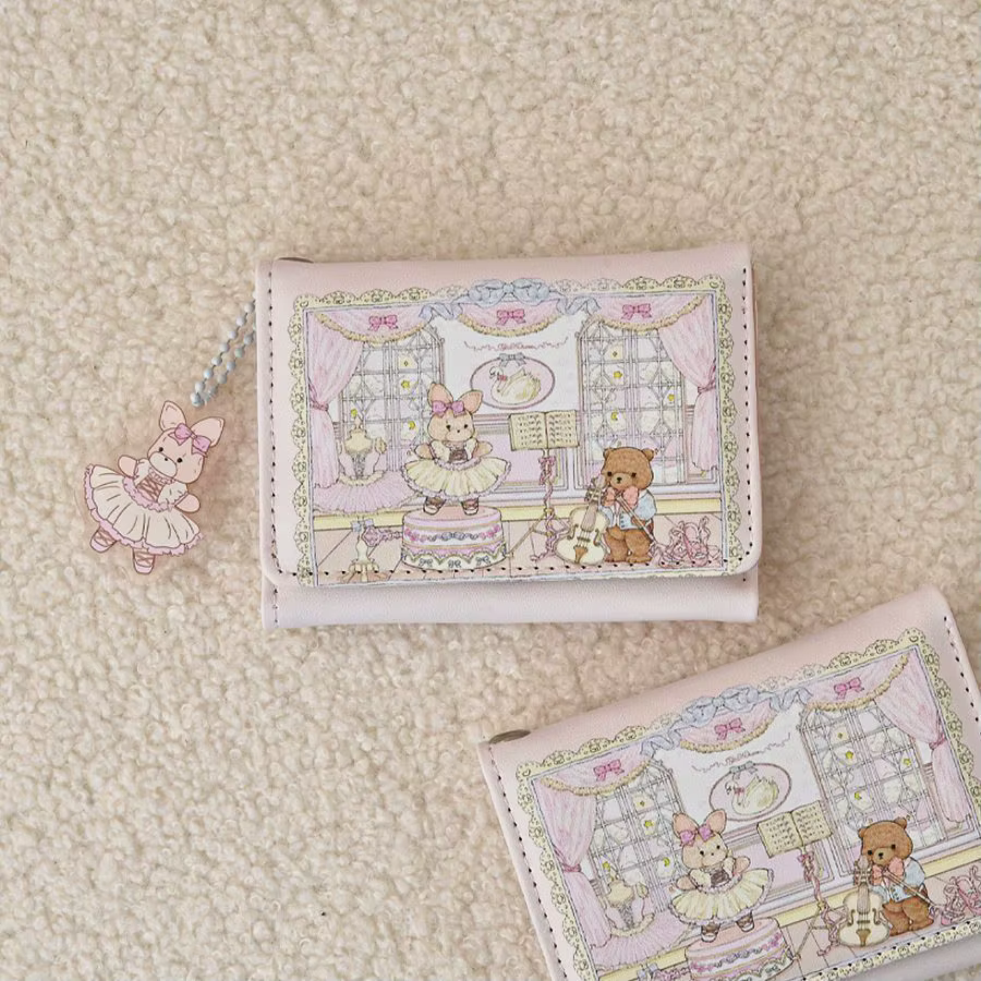 Portefeuille lapin ours série pique-nique de printemps pour fille