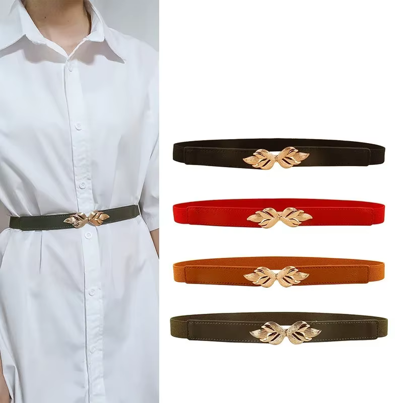 Ceinture fine en cuir chevelu pour femmes