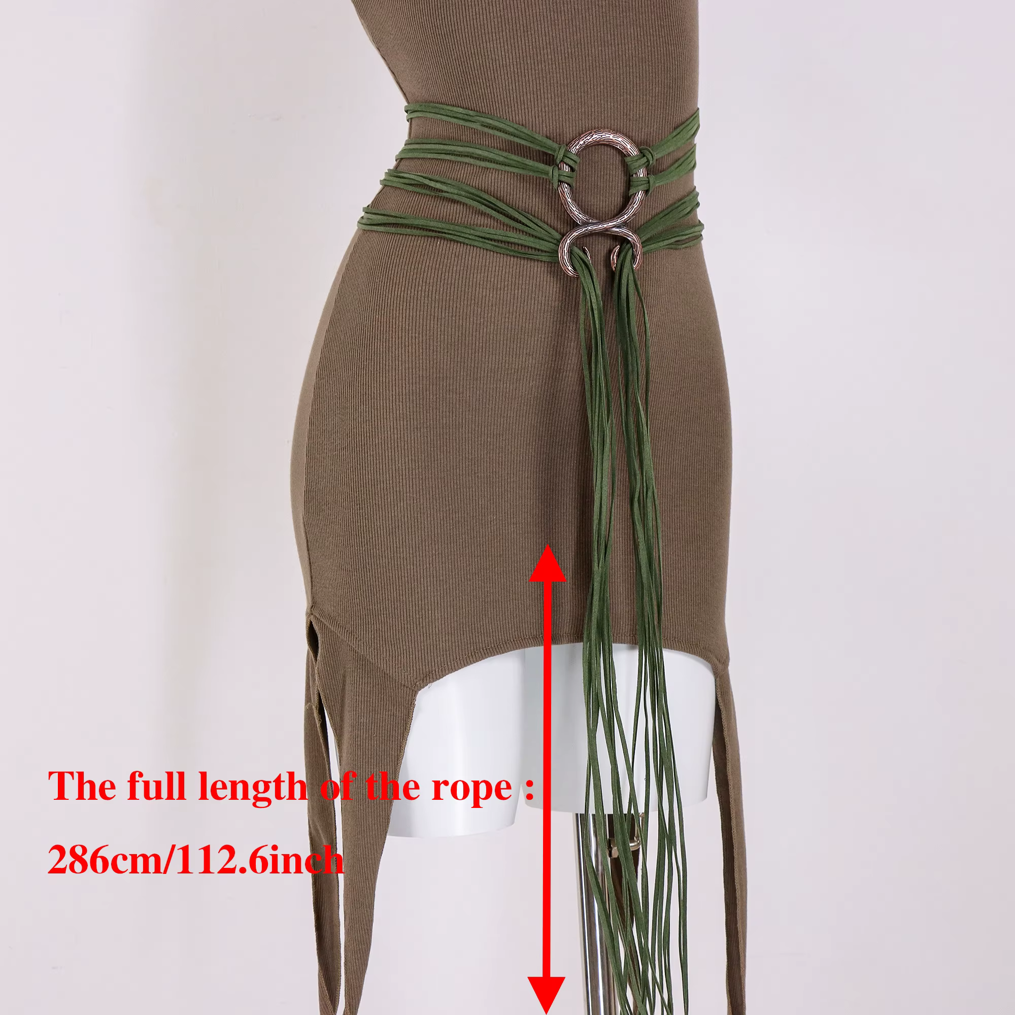 Ceinture nouée à anneau de corde longue médiévale pour femmes