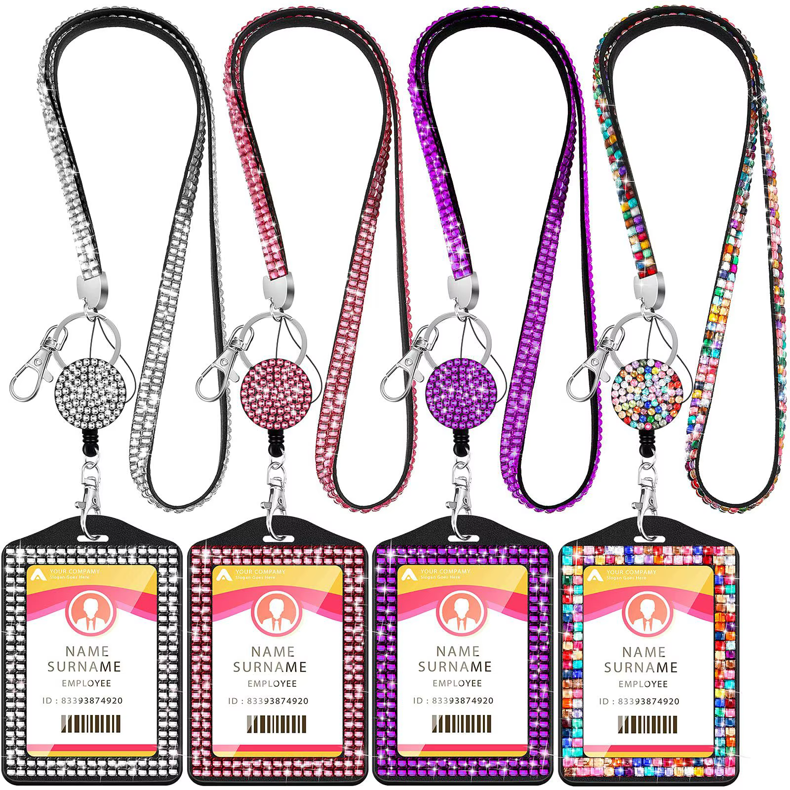 Porte-badge en biscuits, lanière d'identification, collier en cristal Bling, sangle, porte-carte, étui de protection, ULde confrontation rétractable, nouveau