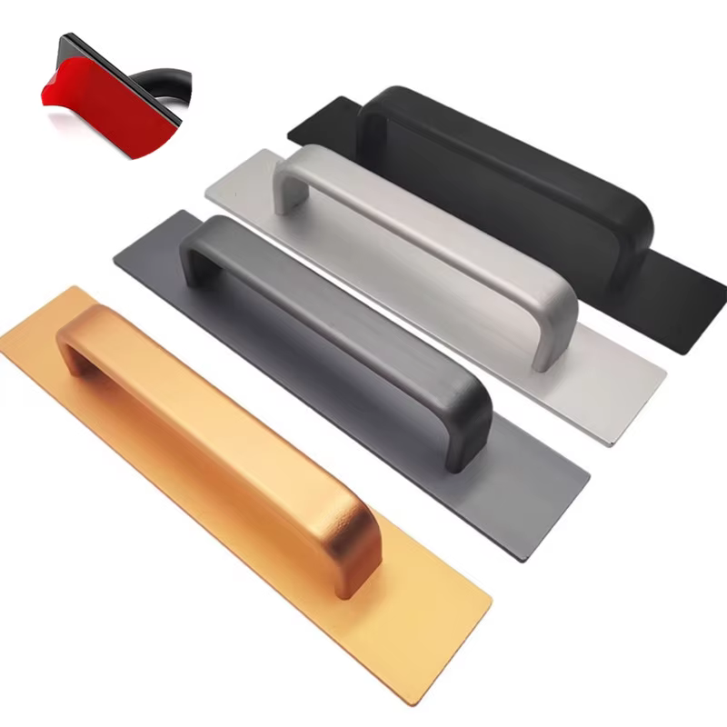 Poignée de Porte Moderne en Alliage d'Aluminium, Adhésive, Push-Pull, pour délégations, Fenêtre, Armoire, Bouton de Traction, Quincaillerie de Meubles