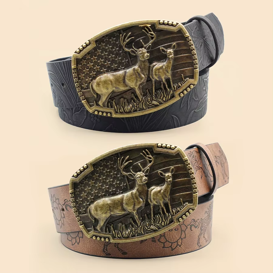 Ceinture Western Cowboy Street Style – Motif Animal sculpté