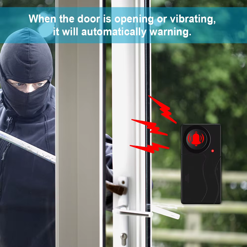 Capteur de vibrations de porte fenêtre sans fil, alarme 110db, détecteur de télécommande antivol, système d'alarme de sécurité domestique