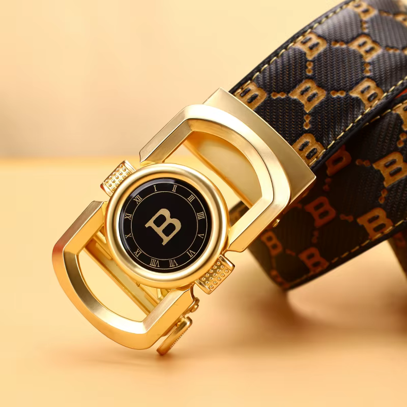 Ceinture en cuir PU pour hommes avec boucle en alliage automatique