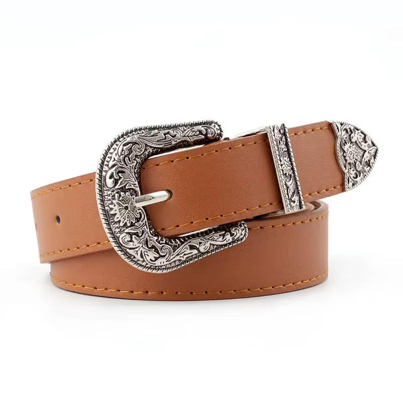 Ceinture Western Cowgirl en cuir noir pour femme