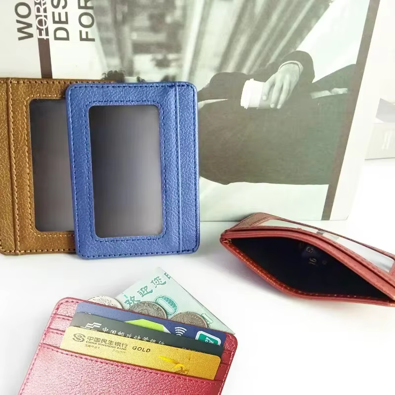 Porte-cartes en cuir mince pour femmes carte de crédit cartes d'identité housse portefeuille organisateur hommes