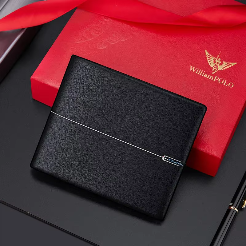 Portefeuille court en cuir de vache souple pour hommes
