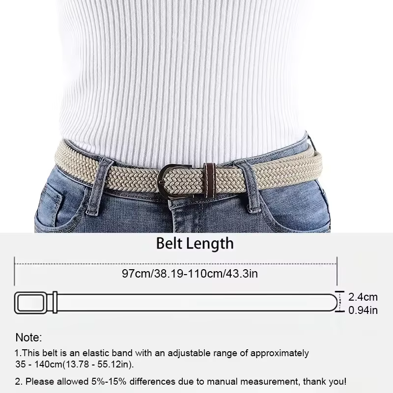 Ceinture élastique en toile unisexe pour sorties décontractées, bande élastique tissée, fête, déplacement quotidien