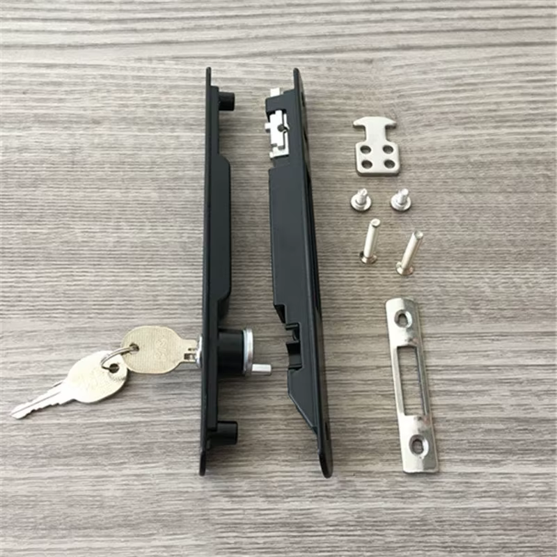 Serrure dissimulée à double face en alliage d'aluminium pour portes et fenêtres coulissantes avec mécanisme de crochet