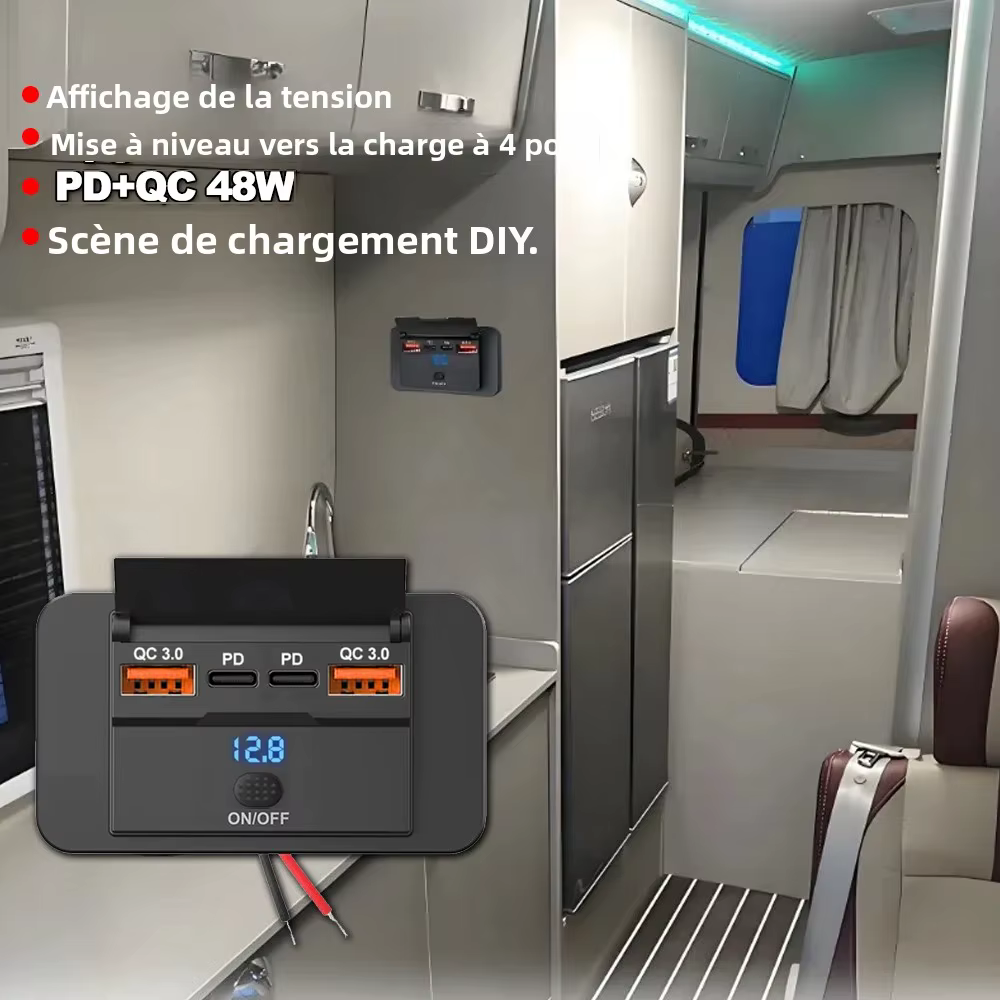 2-4 Ports 12V RV prise USB 108W double USB C 36W et double QC 3.0 18W Port chargeur de voiture prise accessoires pour voiture Bus RV camion