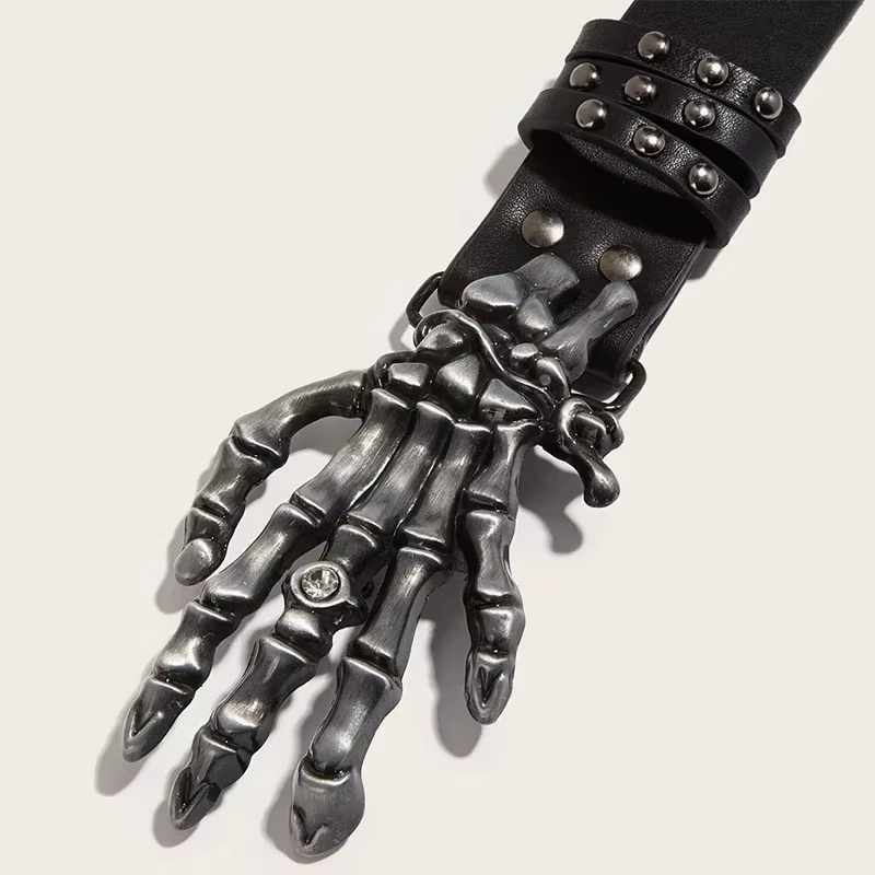 Halloween squelette main ceinture crâne décontracté gothique hommes