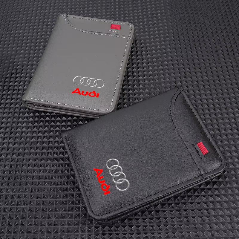 Portefeuille en cuir pour hommes avec logo de voiture