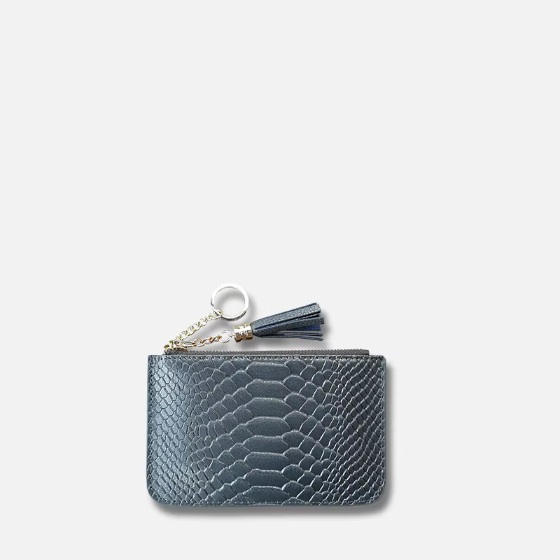 Portefeuille court en cuir motif serpent pour femmes, nom personnalisé, Ultra fin, Simple, fermeture éclair, petit porte-monnaie, sac avec pompon