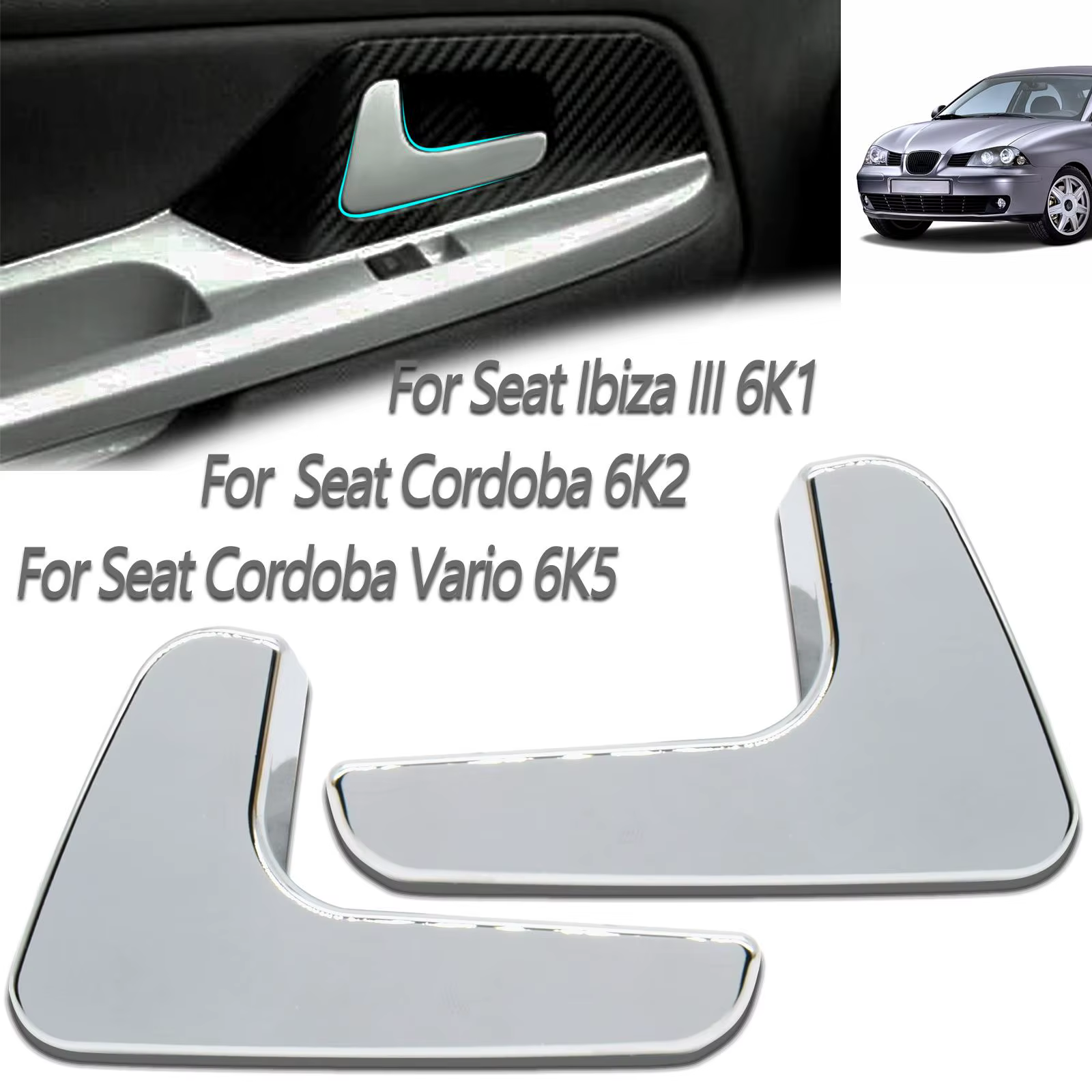 Poignée de porte intérieure de voiture, gauche droite, pour Seat Cordoba 6K2 Ibiza III 6K1 Cordoba Vario 6K5 1999 2000 2001 2002 de remplacement