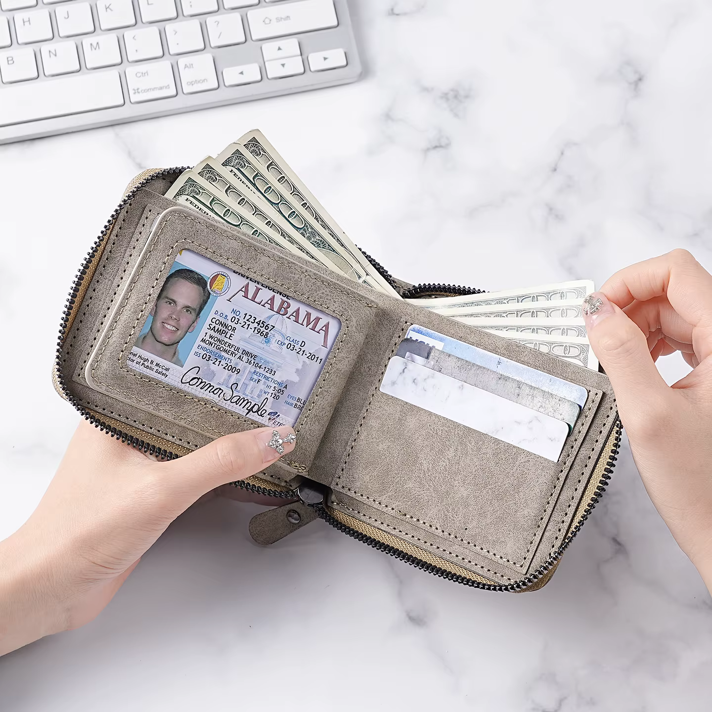 Nouveau portefeuille pour hommes de grande capacité-organisateur multi-cartes avec fonctionnalités antivol