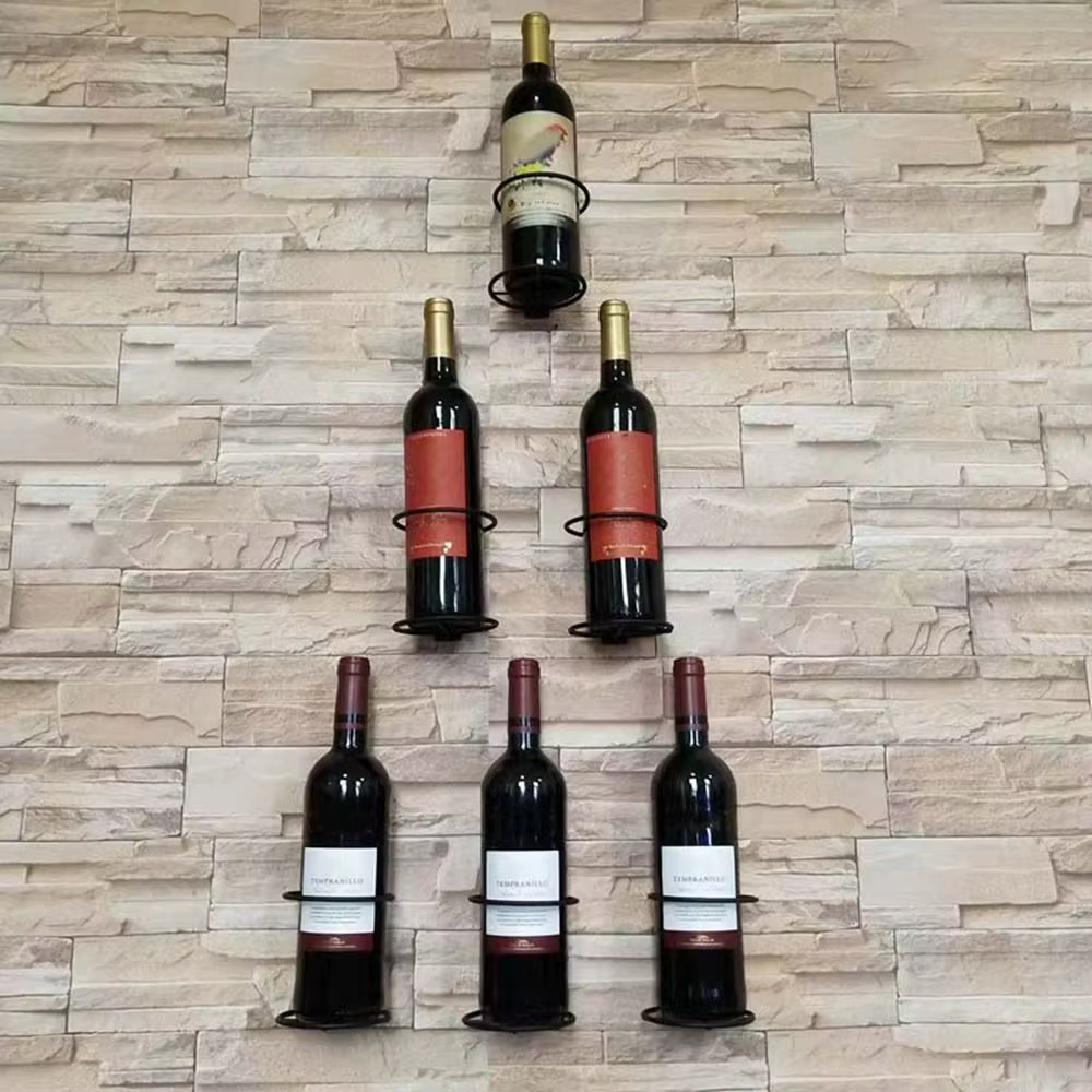 Support mural en fer pour bouteilles de vin, simple et décoratif, pour une seule bouteille, présentoir gain de place, noir