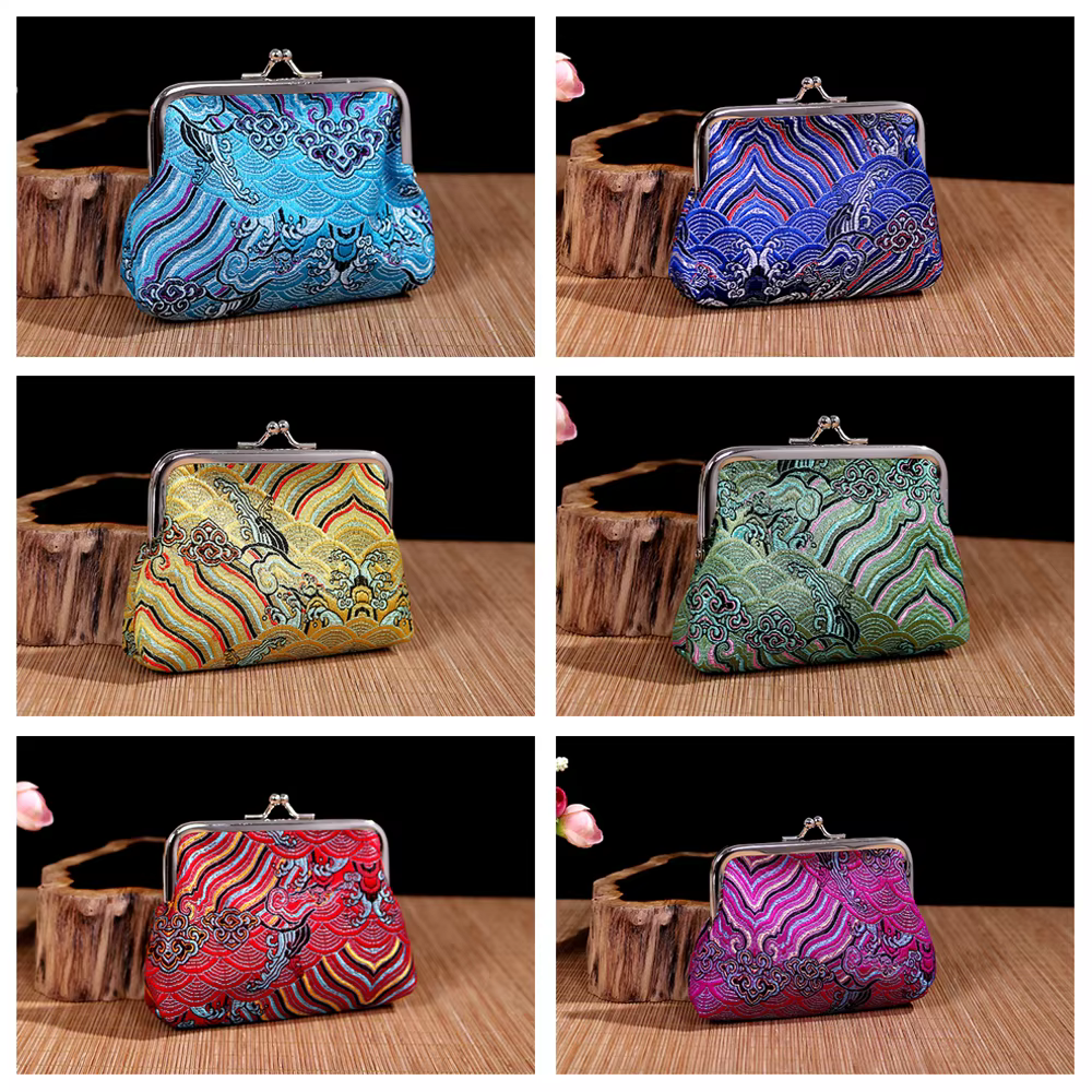 Porte-monnaie brodé vintage pour femme