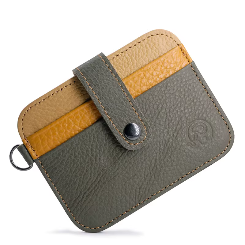 Portefeuille mince en cuir véritable pour hommes – Mini porte-monnaie Ultra fin avec porte-carte