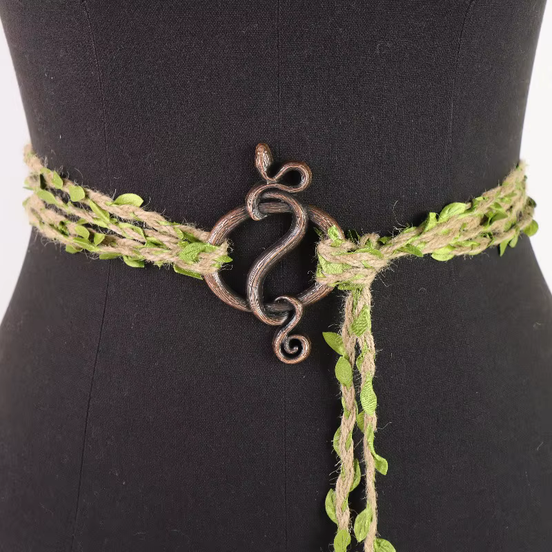 Ceinture en corde de chanvre Elf Vine avec boucle celtique | Accessoires de vêtements de déesse de la forêt ajustables