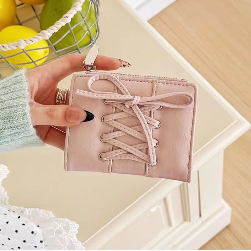 Portefeuille ultra fin à lacets pour femmes